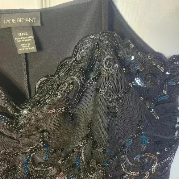 Lane Bryant Plus  Size Black Sequin Lace Trim Camisole Tank Top Size 18/20 - Picture 6 of 12